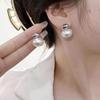 Овальные металлические серьги с искусственным жемчугом, женские французские ретро-индивидуальные простые и универсальные модные серьги с темпераментом