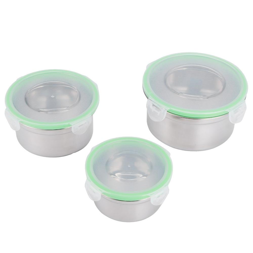 1Set Rustless Steel Food Container Smooth Inner Food Container Storage Box Office Meal Prep
