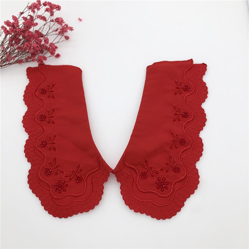 Embrodiery Neckline Collar Cover Lace Flower Bead Peter Pan Fake Collar Women Detachable Collars Removable Lapel False Faux Col