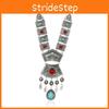 Ethnic Style Simulation Gemstone Decor Women Metal Necklace With Tassel For Vintage Jewelry Enthusiasts