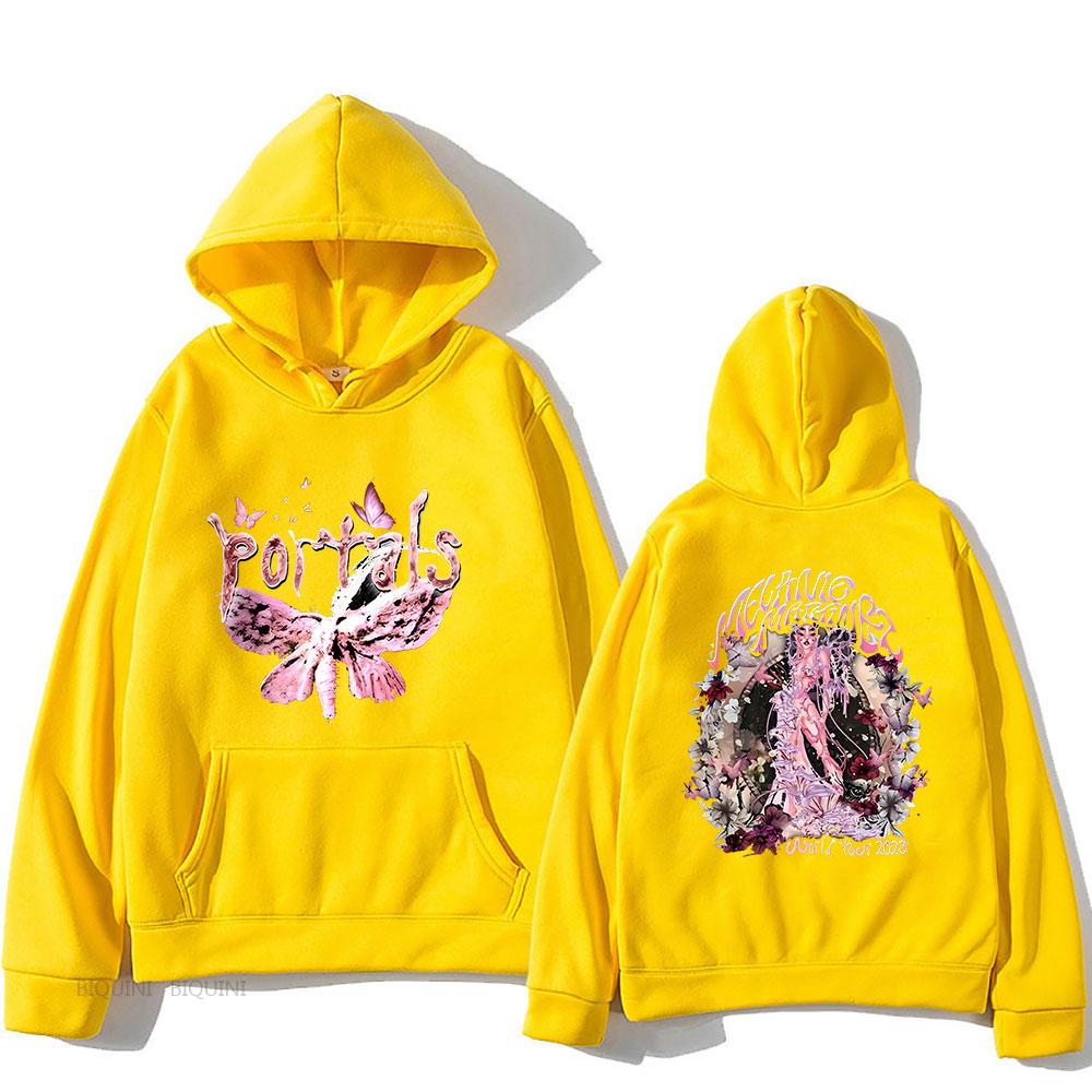 Melanie Martinez Portals Tour Hoodies Men Двусторонние принтованные толстовки Графические топы Винтажные флисовые пуловеры Слегка эластичные