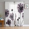 Фиолетовые художественные тюлевые шторы с цветами для гостиной, кухни, шифоновые занавески для спальни, балкона, прозрачные занавески, модный домашний декор