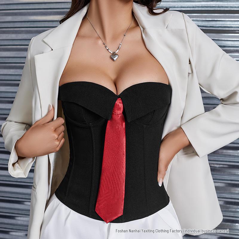 2025 Fashion Tube Top with Removable Pads and Fishbone Zipper Waist - Accentuates Body Shape