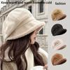 Winter Hat Female Suede Bucket Hat Plus Velvet Wool Hat Outdoor Warm Thick Beret Wide-brimmed Windproof Hat Thick Hat