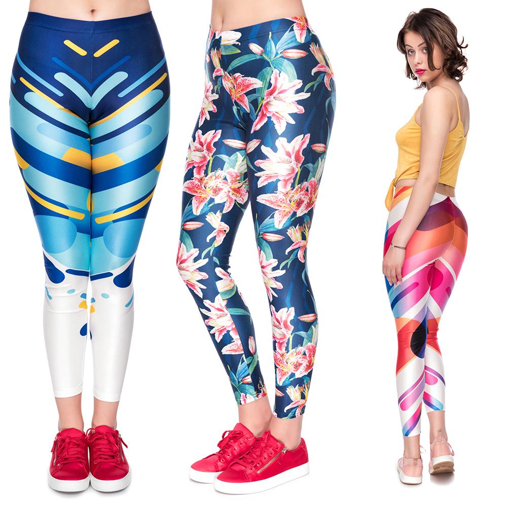 autumn new Yoga Pants Women Flower High Waist Sports Leggings Girl Tights Push Up Trainer Running Trousers Workout Tummy Control
