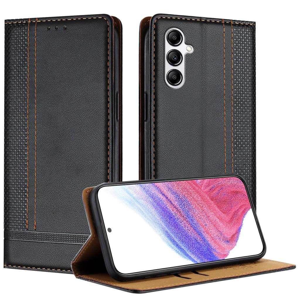 For Samsung Galaxy A14 5G Case L-Shaped Grid Pattern Leather Stand Phone Cover with Card Slots