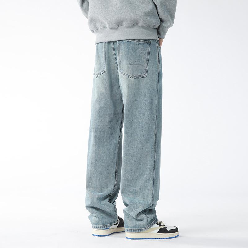 Прямые широкие джинсы мужские осенние свободные повседневные универсальные мужские американские джинсы широкие брюки мужские осенние