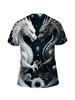 Hot Selling Fashionable and Cool Black and White Dragon Dual Male Muscle Pattern Round Neck 3D Printed Outdoor Street T-shirt