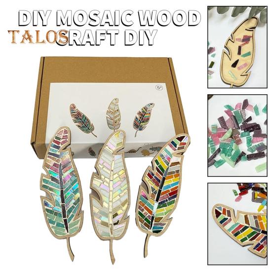 1 Set DIY Mosaic Leaf Kit Handmade Colorful Mosaic Craft Leaf Shape Home Office Decoration Adults Kids Crafts Lovers
