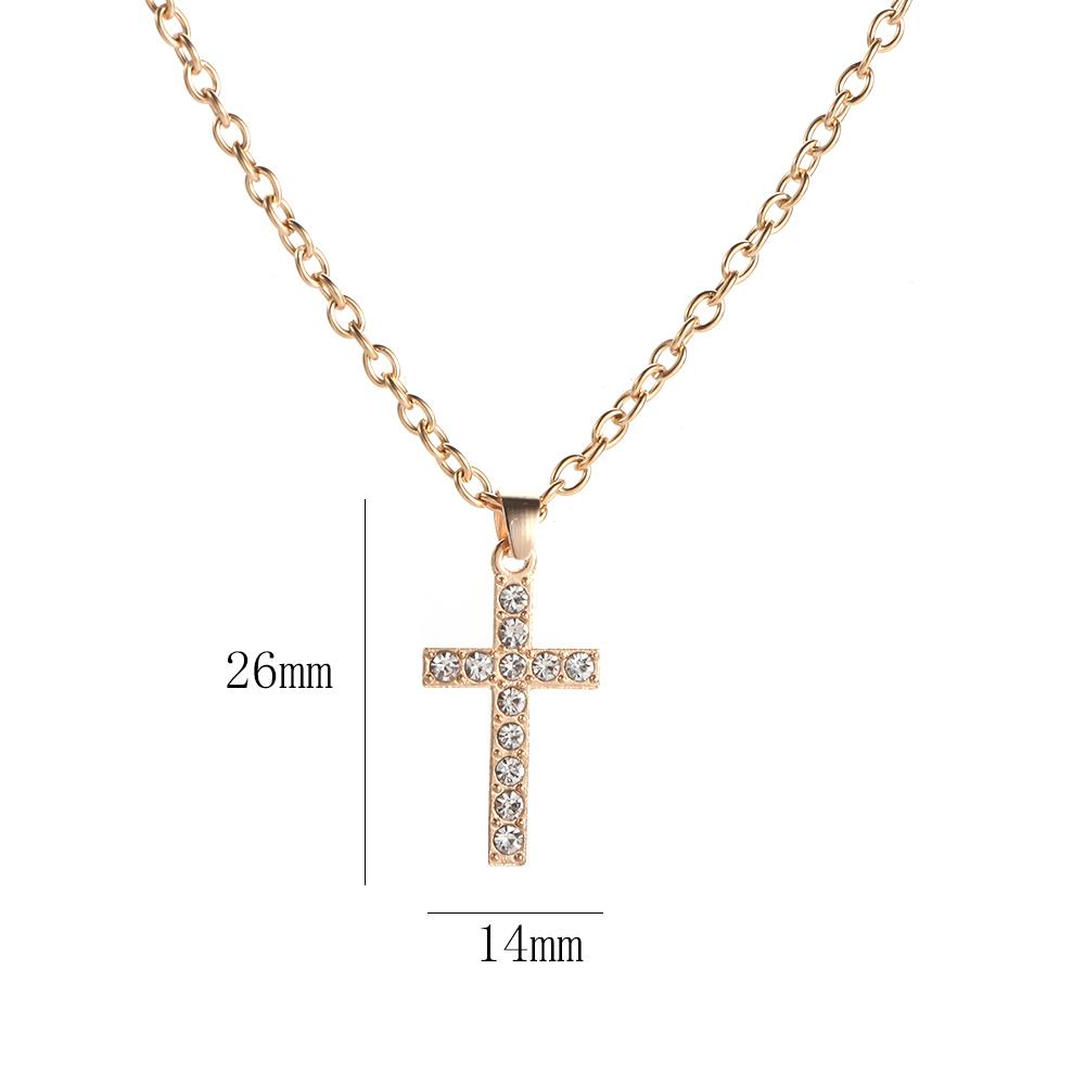 Shiny Zinc Zinc Alloy Rhinestone Pendant Cross Korean Style Cross Necklaces Women Necklaces Clavicle Chains
