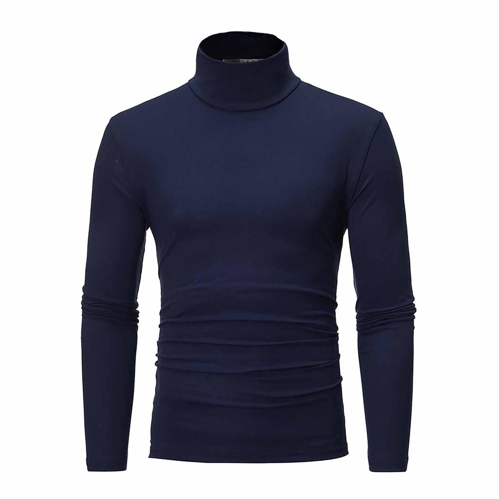 Men's Autumn Winter Turtleneck Long Sleeve Slim Pullover Sweater Blouse Top