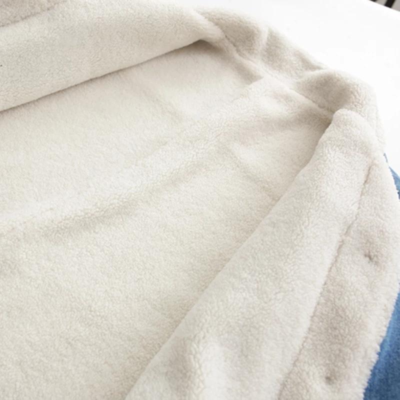 Зимние утолщенные длинные бархатные джинсовые плащи, зимние длинные плащи для женщин, однобортные дизайнерские джинсовые пальто