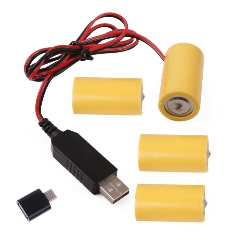 97cm USB To 6V LR14 C Dummy Battery Eliminate Cable for 4 LR14 C Battery for Toy, Controllers Water Heater, Torches