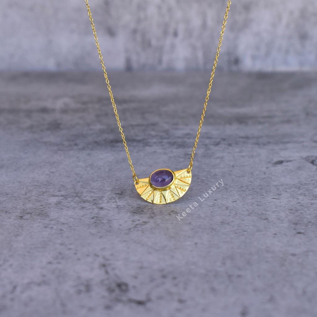 Natural Amethyst pendant necklace Amethyst necklace for her Healing crystal necklace Gemstone necklace for women Unique design necklace