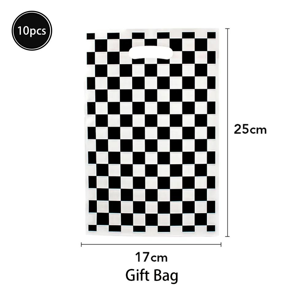 Black White Racing Car Theme Party Flag Banner Tableware Tablecloth Runner 0-9 Number Balloon Checkered Race Car Birthday Decors
