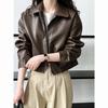 Spring Pu Leather Turn Down Collar Jacket Coat Fashion ZIP Women Classic Jacket Femme Streetwear Women Clothes