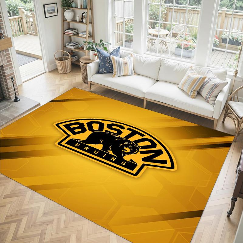 Дизайн Boston Bruins Кристальный Велюровый Ковер Уютный Не?Нескользящий ковер с принтом для спальни, гостиной, прихожей