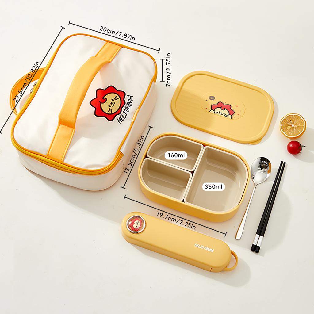 3 Compartment Plastic Bento Lunch Box Kids Students Microwave Safe Removable Portable Sealed Lunch Container For School Picnic