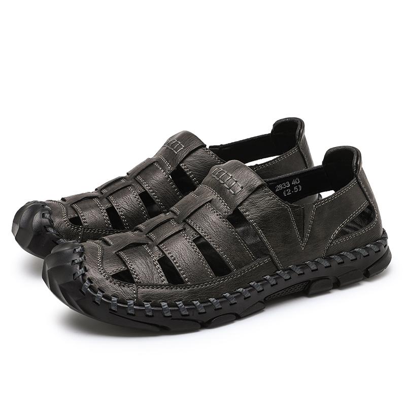 Fashion Men's Summer Thick Bottom Sandals 2025 New Casual Beach Sandals Men Shoes Leather Breathable Comfortable Soft Roman Men's Slippe