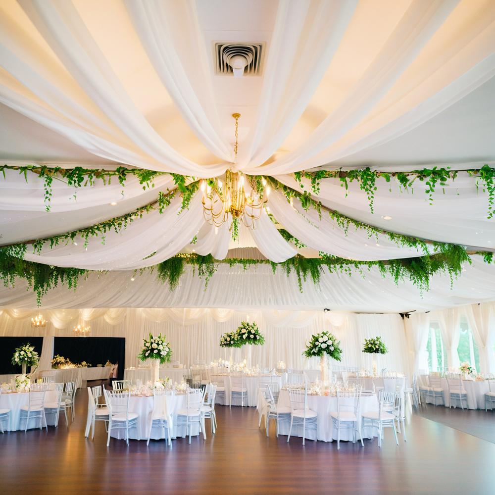 Outdoor White Wedding Gauze Drapes for Party and Venue Decoration, Wedding Arch, and Background.