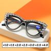 Personality Fashion Cat Eye Reading Glasses Colorful Big Diamond Presbyopia Glasses Blue Light Blocking Eye Protection Eyewear