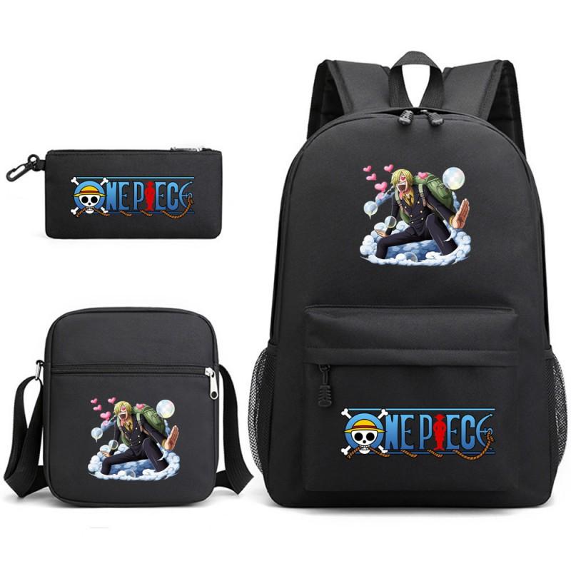 One Piece Anime Backpack Kids School Use Large Capacity Oxford Fabric Dual Shoulder Bag With Padded Straps