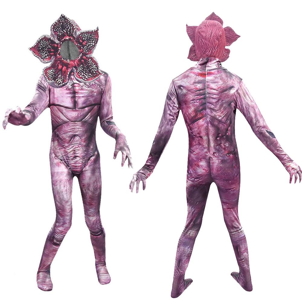 Adult Kid Demogorgon Cosplay Jumpsuit Scary Bodysuit TV Odd Matter Bodysuits Mask Outfits Halloween Fantasia Roleplay Suits