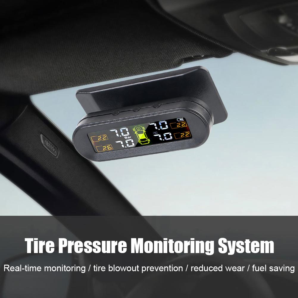 Солнечная TPMS Система мониторинга давления в шинах автомобиля Сигнализация Манометр давления воздуха в шинах Предупреждение о температуре С 4 датчиками