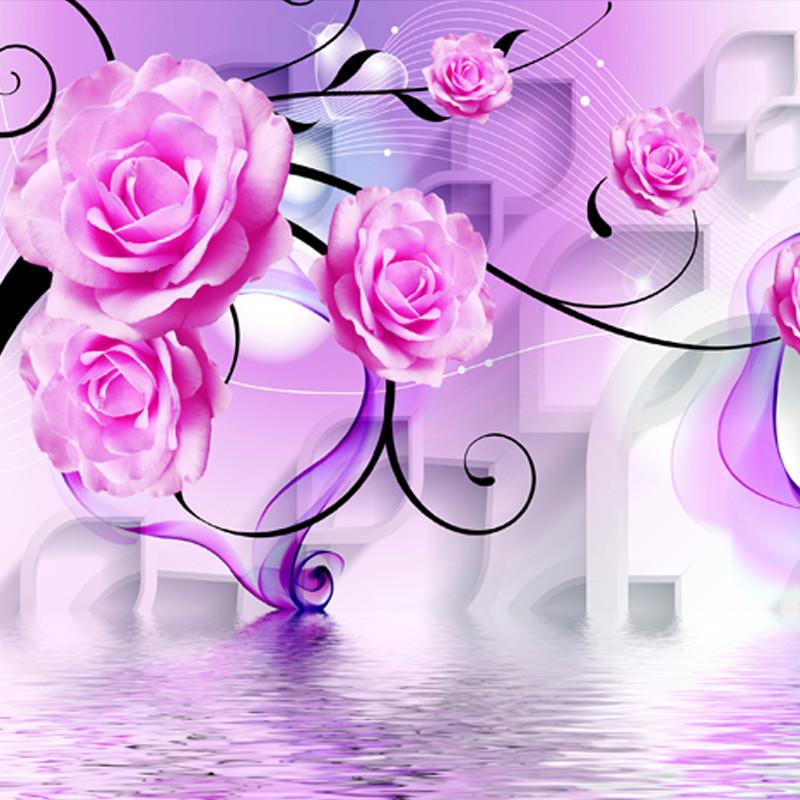 Современные модные обои 3D фрески с цветком розы Спальня Гостиная Диван ТВ Фон Обои