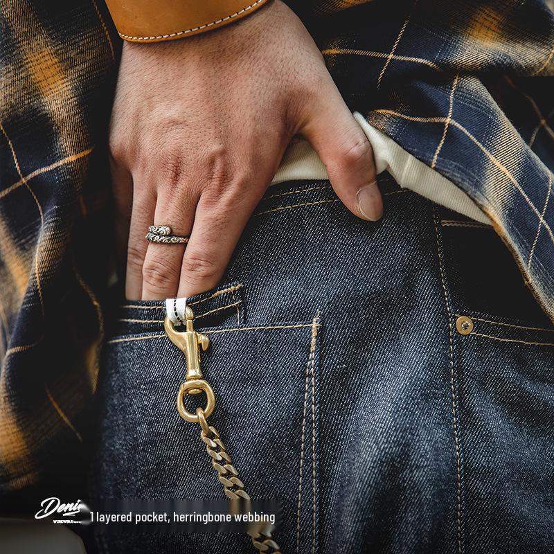 Мужские джинсы Maden Workwear Ретро Прямые Тяжелые Синие с Необработанным Краями (Selvedge)