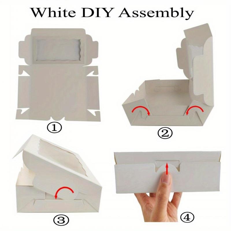 15/30Pcs Dim Sum Packing Box Window Rectangular Gift Box for Bakery Cookies Pastry Dessert Packaging Paper Box for Baked Goods