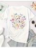 Women'S Floral Print T-Shirt Loose Fit Comfortable Casual Style Short Sleeve Crew Neck with Vibrant Flower Design Minimalist