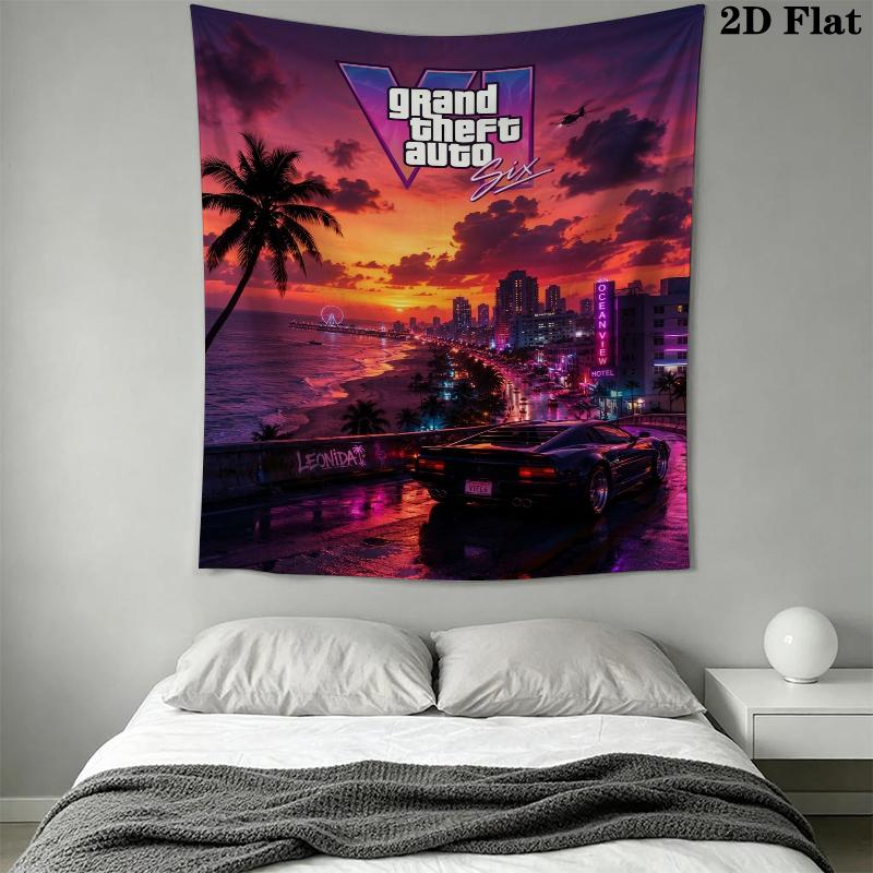 Grand Theft Auto Wall Tapestry Aesthetic Wall Hanging Printed Fabric Blanket Decorative Tapestries for Bedroom Living Room Home Decor
