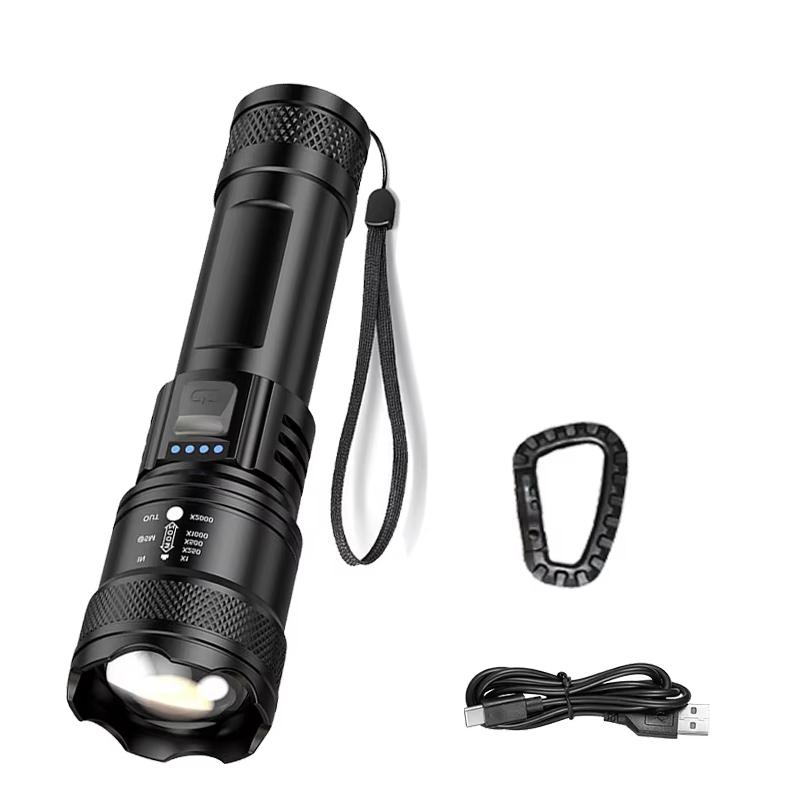 High Power LED Flashlight - USB Rechargeable, Zoomable Waterproof Multi-Mode Torch Light for Camping, Hiking, Emergency & Outdoo