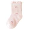 Floral Print Baby Mesh Socks Summer Thin Breathable Princess Girl Middle Tube Socks Rolled Edge Kids Cotton Socks