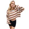 Autumn and Winter Women's Pullover Sweater Striped Loose Short Knitwear