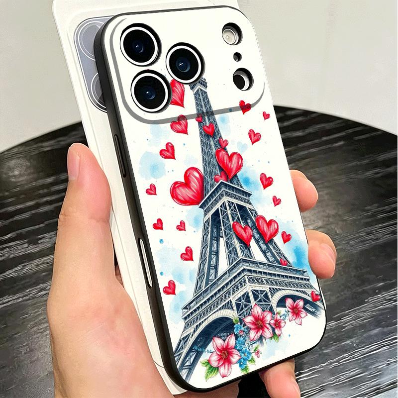Франция Эйфелева башня Париж Мягкий чехол для телефона для iPhone 16 16E 17 Air 15 Pro Max 14 Plus 13 Mini 11 12 7 Черный чехол Задняя панель