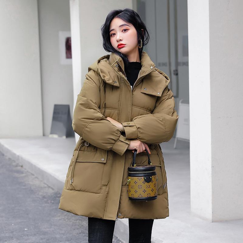 Down cotton-padded clothes for women's medium and long models, new winter thickened waist and thin cotton-padded clothes, fashionable cotton-padd
