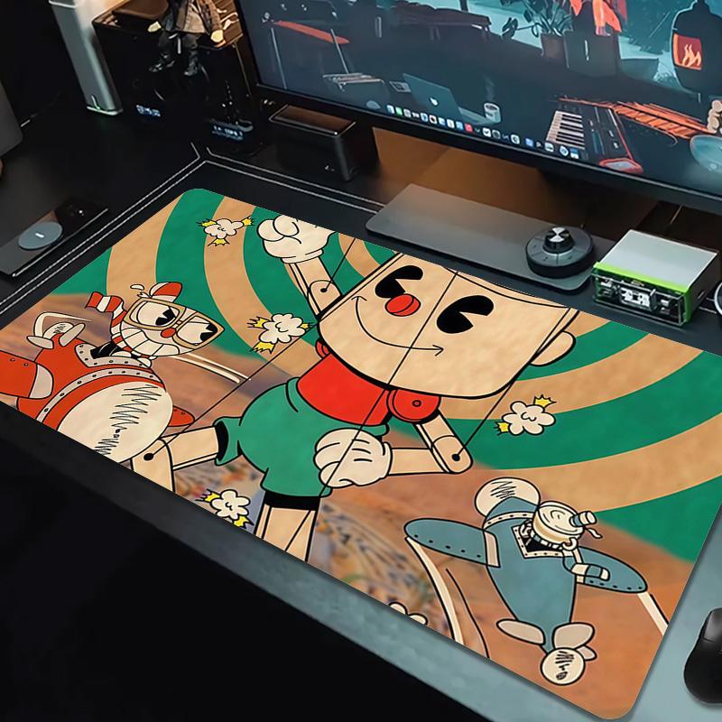 Cuphead & Mugman Print Cushion Non-slip Laptop Tablet Big Mousepad XXL Mat Mini PC Playmat With Lock edge