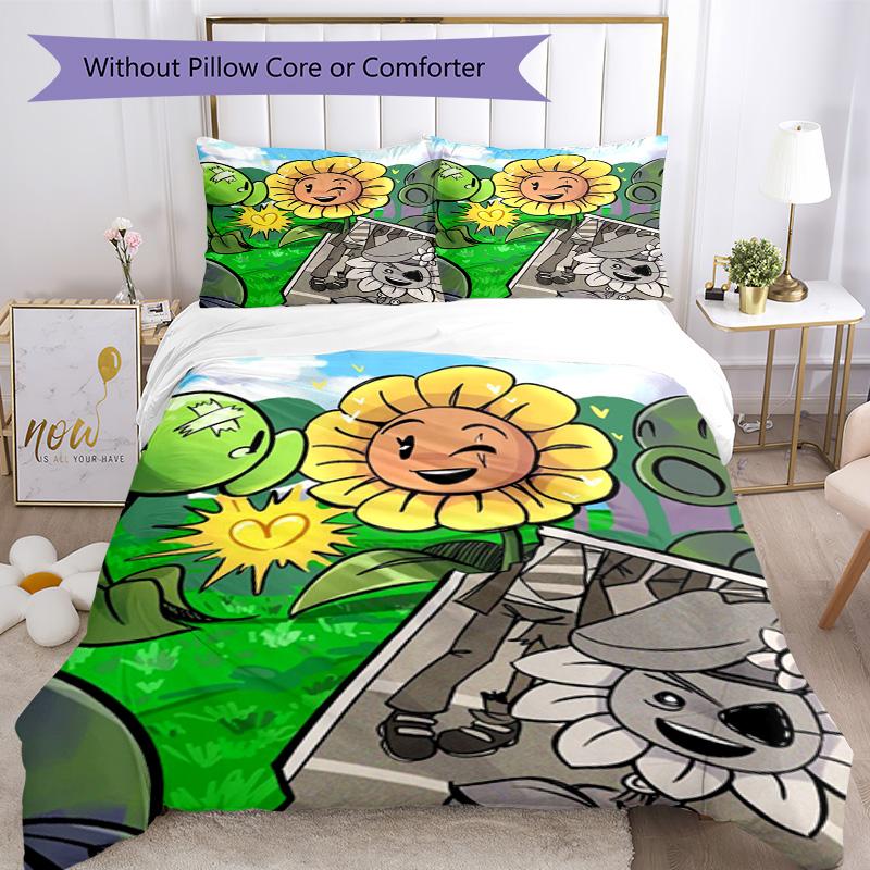 Plants Vs. Zombies Duvet Cover Set Perfect for Living Room Lightweight Christmas Gift