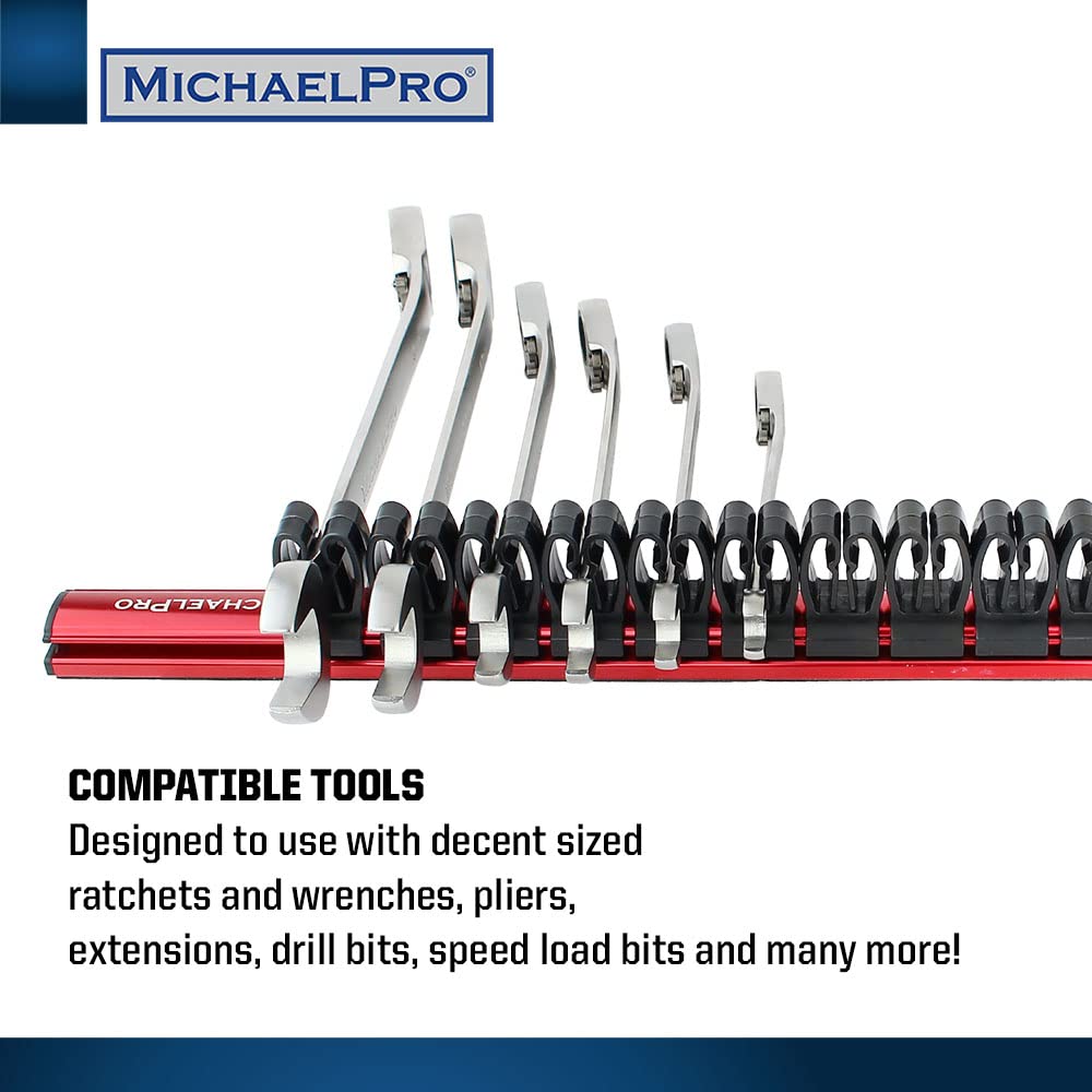 MichaelPro MP014030 Magnetic Screwdriver and Small Tool Aluminum Rail Storage for 16 Magnetic Screwdriver Organizer Organizer, Screwdrivers/Tools,