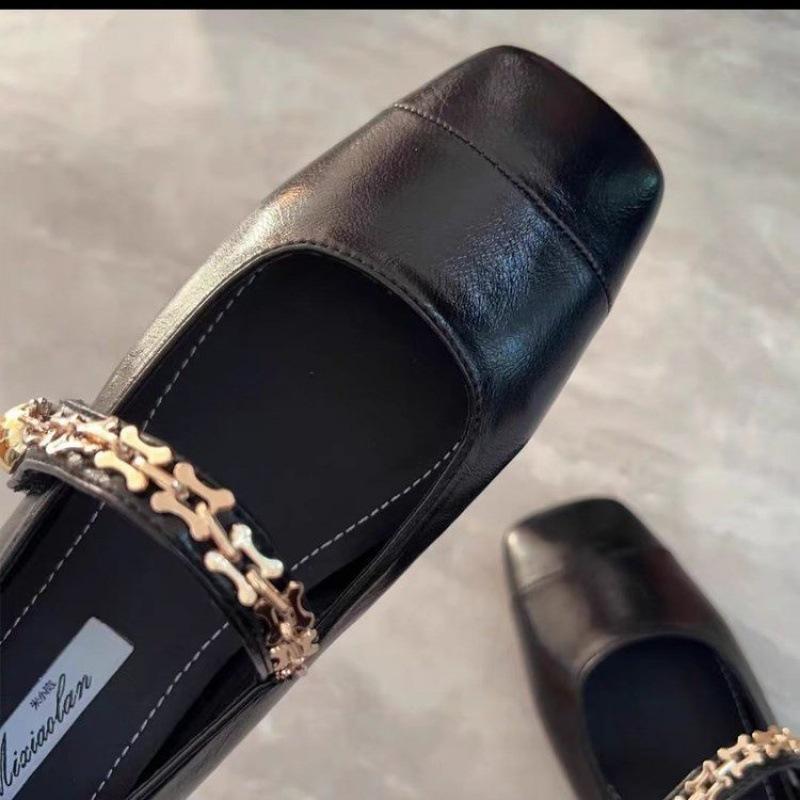 Французские коричневые туфли с квадратной головкой, женские весенне-летние туфли с юбкой, на плоской подошве, ретро, вечерние туфли Мэри Джейн, маленькие кожаные туфли