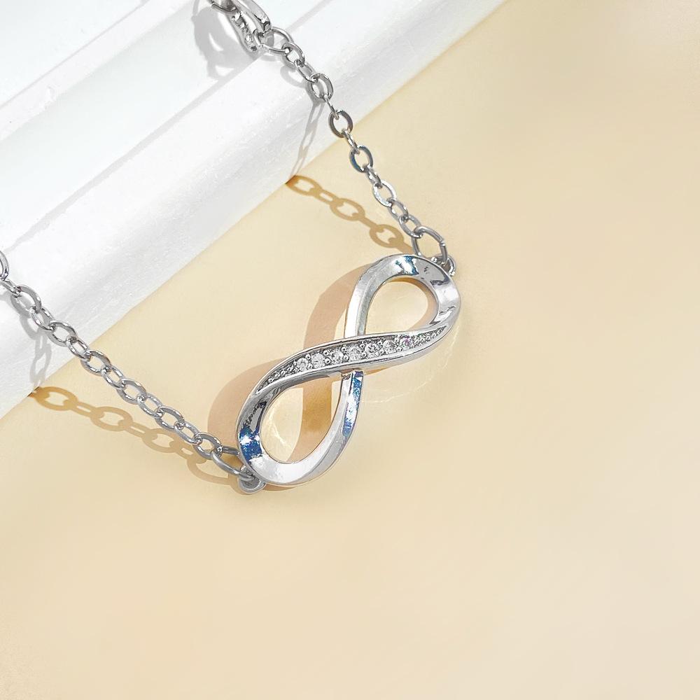 High-quality Hot-selling Micro-inlaid Zircon Infinite Loop 8-character Bracelet Simple Hollow Peach Heart Love Chain Jewelry