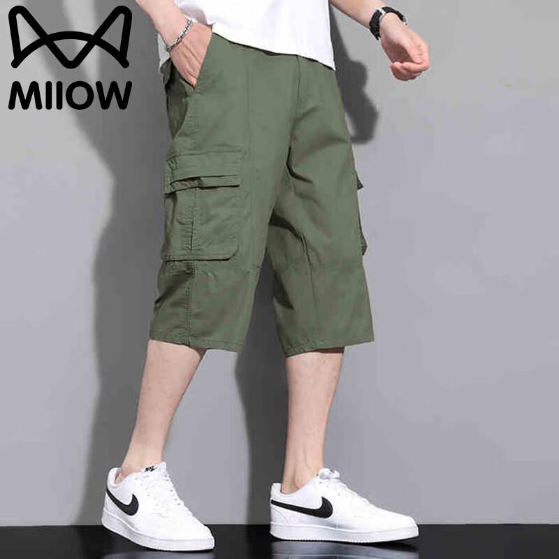 MaoRen Men's Lightweight Cotton Loose Fit Cropped Cargo Pants