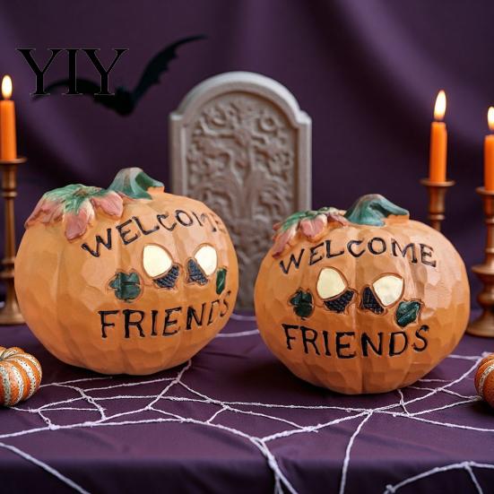 Compact Sand Table Landscaping Props Harvest Halloween Pumpkin Figurine, Resin Welcome Ornament, Autumn Thanksgiving Outdoor Waterproof Courtyard