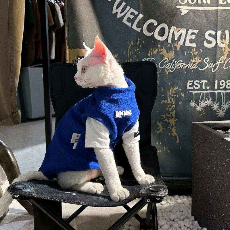 Autumn and winter warm fleece fake two-piece clothes Sphinx hairless cat Devon Abbey Muppet cat vest