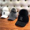 Autumn Winter Warm Baseball Cap Women Rhinestone Letter Pom Pom Hip Hop Caps Ladies Girls Fur Ball Casual Sun Hats