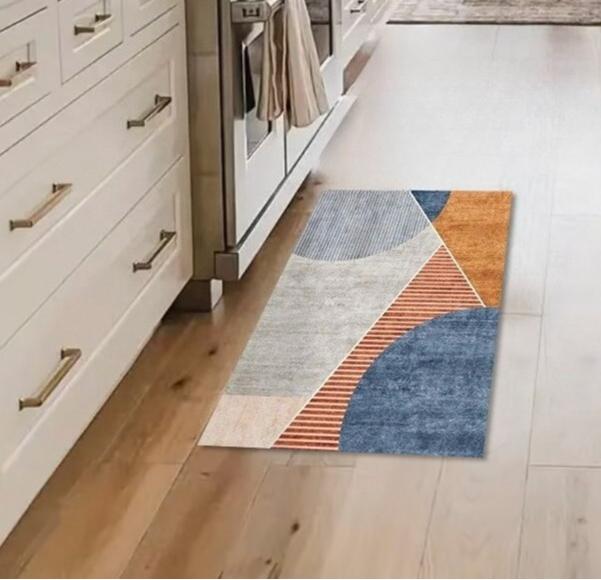 Abstract Geometry Kitchen Long Carpet Restaurant Flannel Floor Mat Door Mat Artistic Sense Simple Porch Entrance Anti Slip Rug