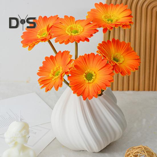 Искусственная Гербера Jamesonii со стеблем Реалистичный искусственный шелковый цветок Домашний офис Стол Центральная часть Искусственная цветочная ветка Цветочная композиция Украшение