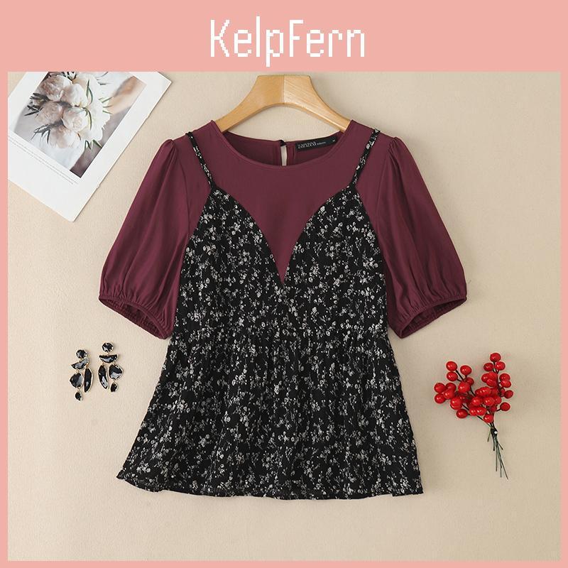 Women Print Casual Floral Zanzea Patchwork Summer Short Sleeve Blouse